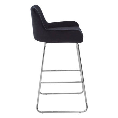 Black Velvet Bar Chair with Low Arms | Tamzin