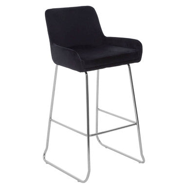 Black Velvet Bar Chair with Low Arms | Tamzin