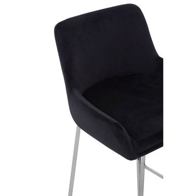 Black Velvet Bar Chair with Low Arms | Tamzin