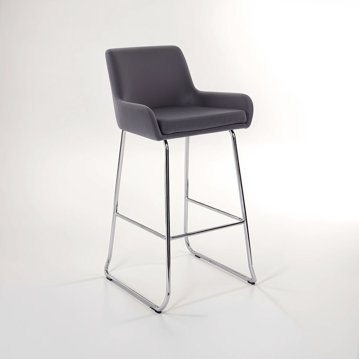 Tamzin Grey Velvet Bar Chair with Chrome Finish Frame
