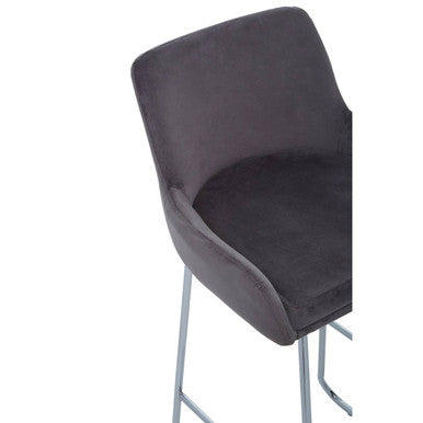 Tamzin Grey Velvet Bar Chair with Chrome Finish Frame