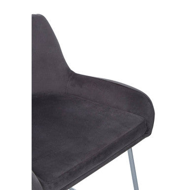 Tamzin Grey Velvet Bar Chair with Chrome Finish Frame