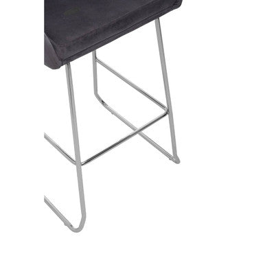 Tamzin Grey Velvet Bar Chair with Chrome Finish Frame