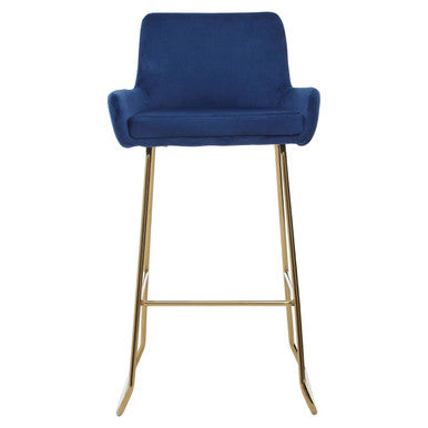 Blue Velvet Bar Chair with Low Arms | Tamzin