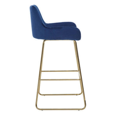Blue Velvet Bar Chair with Low Arms | Tamzin
