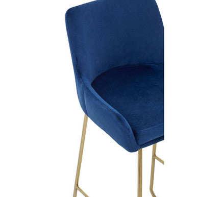 Blue Velvet Bar Chair with Low Arms | Tamzin