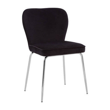 Curved Black Chrome Finish Dining Chair | Tamzin