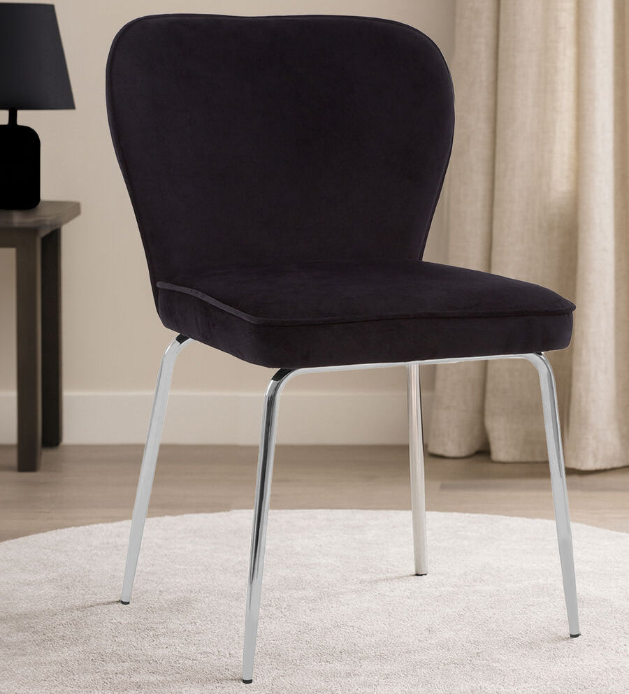 Curved Black Chrome Finish Dining Chair | Tamzin