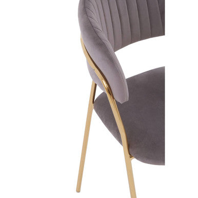 Mink Velvet Channel Tufted Dining Chair | Tamzin
