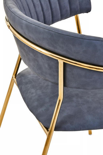 Dark Grey Faux Leather Dining Chair | Tamzin