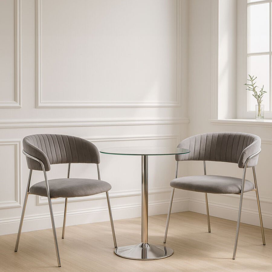 Tamzin Mink Velvet Curved Back Dining Chair