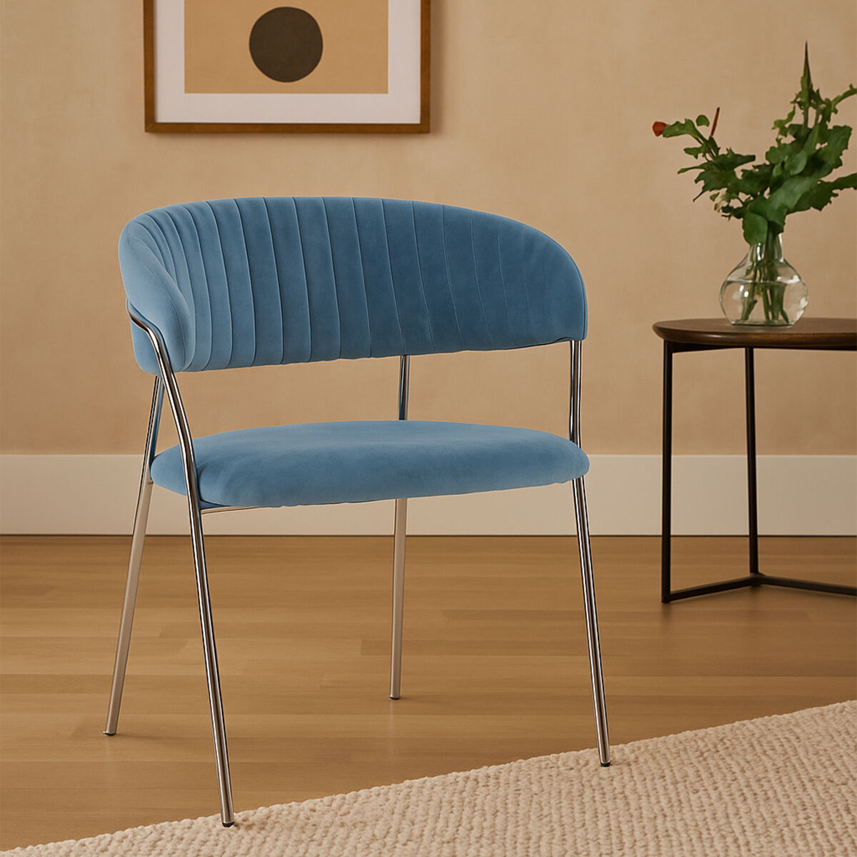 Tamzin Blue Velvet Curved Back Dining Chair