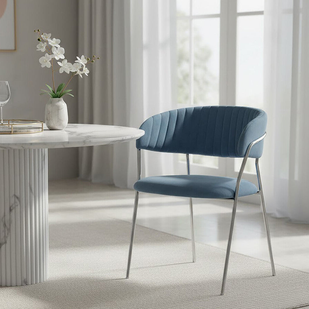 Tamzin Blue Velvet Curved Back Dining Chair