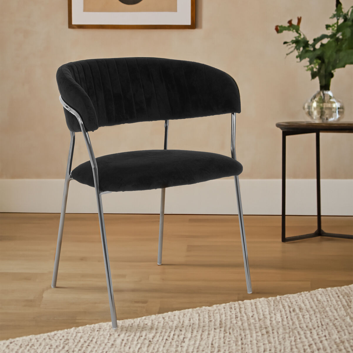 Tamzin Black Velvet Curved Back Dining Chair