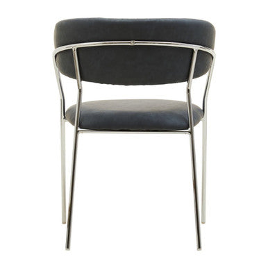 Dark Grey Leather Effect Curved Dining Chair | Tamzin