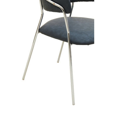 Dark Grey Leather Effect Curved Dining Chair | Tamzin