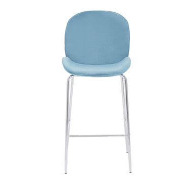 Blue Velvet Chrome Finish Bar Chair | Tamzin