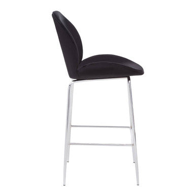 Black Velvet Chrome Finish Bar Chair | Tamzin