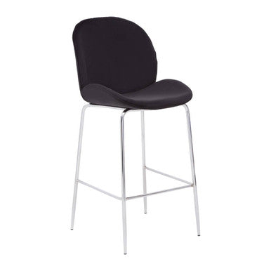 Black Velvet Chrome Finish Bar Chair | Tamzin