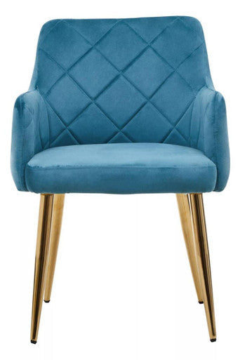 Tamzin Light Blue Velvet Quilted Dining Chair