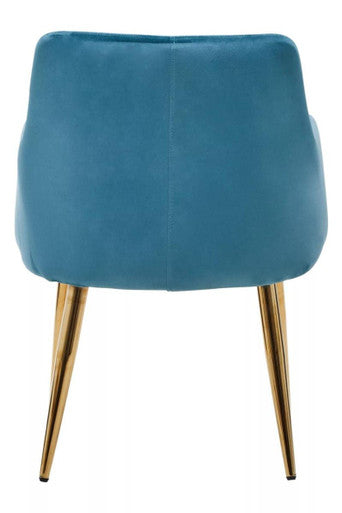 Tamzin Light Blue Velvet Quilted Dining Chair