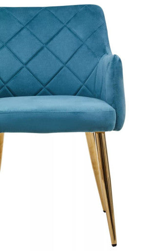 Tamzin Light Blue Velvet Quilted Dining Chair