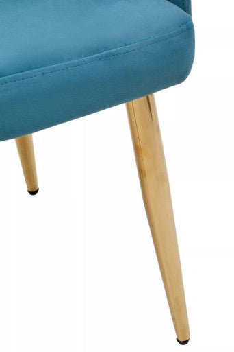 Tamzin Light Blue Velvet Quilted Dining Chair