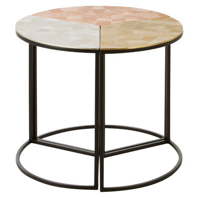 Mirano Gold Silver and Copper Set of 3 Side Tables