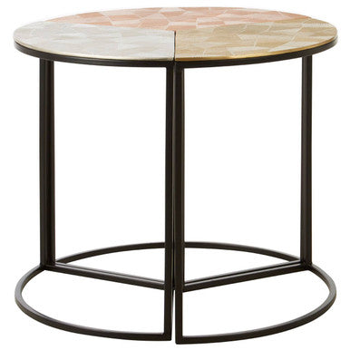 Mirano Gold Silver and Copper Set of 3 Side Tables