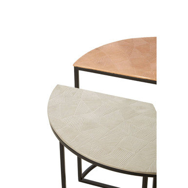 Mirano Gold Silver and Copper Set of 3 Side Tables