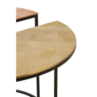 Mirano Gold Silver and Copper Set of 3 Side Tables