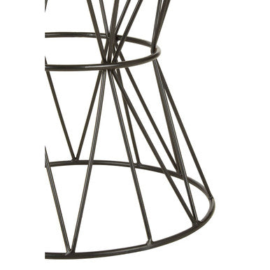 Rabia White Marble Round Side Table with Black Finish Base