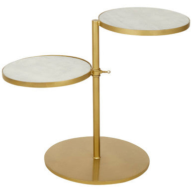 Rabia White Marble and Brass Finish 2 Tier Side Table