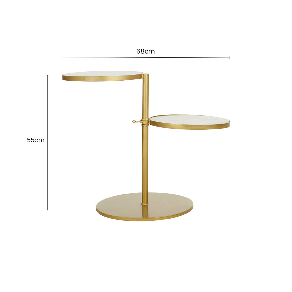 Rabia White Marble and Brass Finish 2 Tier Side Table