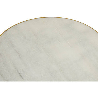 Rabia White Marble and Brass Finish 2 Tier Side Table