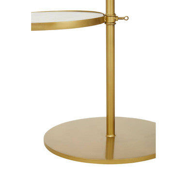 Rabia White Marble and Brass Finish 2 Tier Side Table