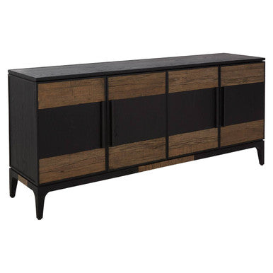 Salvar Natural and Black Oak Wood 4 Door Sideboard