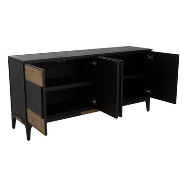 Salvar Natural and Black Oak Wood 4 Door Sideboard