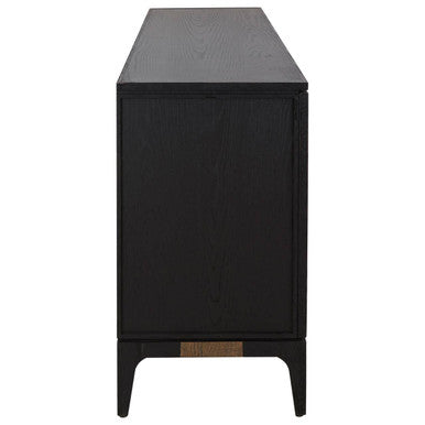 Salvar Natural and Black Oak Wood 4 Door Sideboard