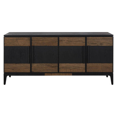 Salvar Natural and Black Oak Wood 4 Door Sideboard