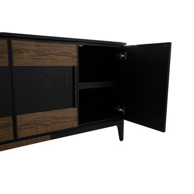 Salvar Natural and Black Oak Wood 4 Door Sideboard