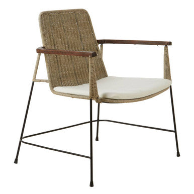 Java Grey Wash Kubu Rattan Armchair with Cushioned Seat