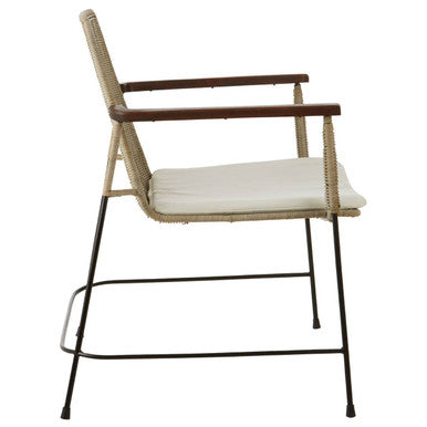 Java Grey Wash Kubu Rattan Armchair with Cushioned Seat
