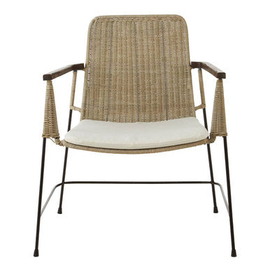 Java Grey Wash Kubu Rattan Armchair with Cushioned Seat