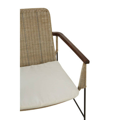 Java Grey Wash Kubu Rattan Armchair with Cushioned Seat
