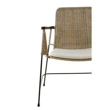 Java Grey Wash Kubu Rattan Armchair with Cushioned Seat
