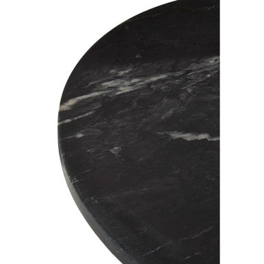 Rany Black Marble and Antique Brass Finish Side Table