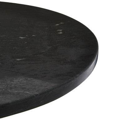 Rany Black Marble and Antique Brass Finish Side Table