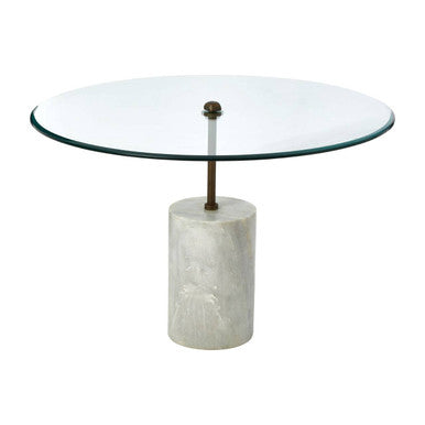 Rany Clear Glass and White Marble Side Table