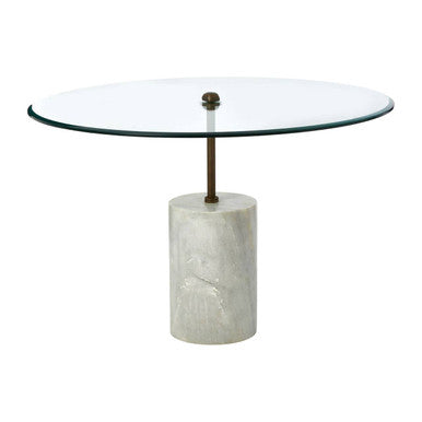 Rany Clear Glass and White Marble Side Table